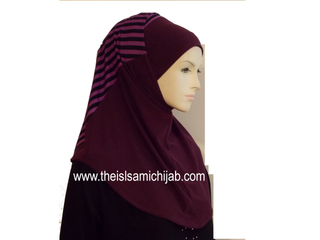 plum Purple Double striped 2 piece Hijab (13) 